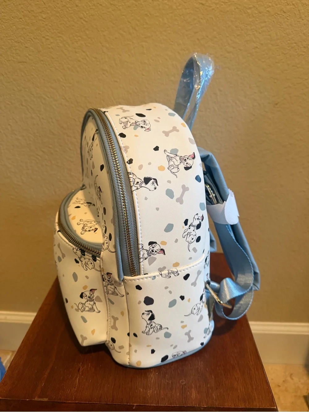 Danielle Nicole White Dalmatian Mini Backpack with Light Blue Trim - Picture 3 of 5